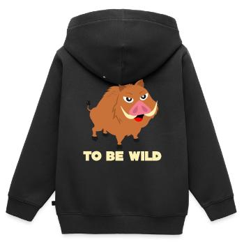 Keiler - lustiger Spruch Boar to be Wild - Kinder Premium Organic Zip Hoodie - Schwarz - Hinten - AI Model Kid Male (0cm)