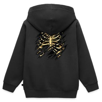 cool squelette d’Halloween - Sweat Premium à capuche zippé enfant bio - noir - Dos - AI Model Kid Male (0cm)
