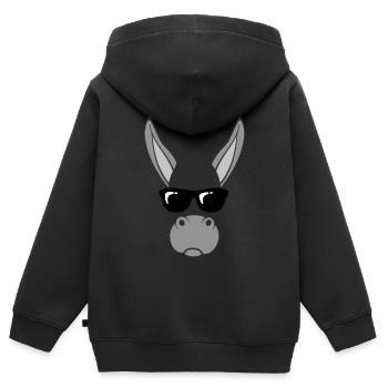Esel Halloween Gesicht Kostüm lustig faul - Kinder Premium Organic Zip Hoodie - Schwarz - Hinten - AI Model Kid Male (0cm)