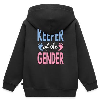 Gender Reveal Keeper of the Gender Schwangerschaft - Kinder Premium Organic Zip Hoodie - Schwarz - Hinten - AI Model Kid Male (0cm)
