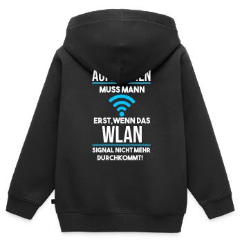 Erst aufräumen wenn das WLAN Signal schwach wird - Kinder Premium Organic Zip Hoodie - Schwarz - Hinten - AI Model Kid Male (0cm)