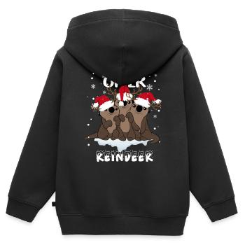 Loutre de Noël au look renne - Sweat Premium à capuche zippé enfant bio - noir - Dos - AI Model Kid Male (0cm)