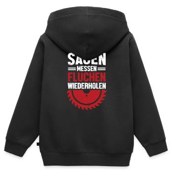 Sägen Messen Fluchten Schreiner Tischler - Kinder Premium Organic Zip Hoodie - Schwarz - Hinten - AI Model Kid Male (0cm)