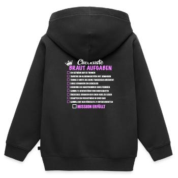 JGA Party Checkliste Braut Aufgaben Mutprobe - Kinder Premium Organic Zip Hoodie - Schwarz - Hinten - AI Model Kid Male (0cm)