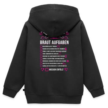 JGA Hochzeit Party Checkliste Braut Aufgaben - Kinder Premium Organic Zip Hoodie - Schwarz - Hinten - AI Model Kid Male (0cm)