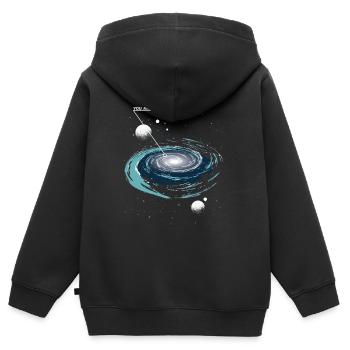 Vous êtes ici Galaxy - Sweat Premium à capuche zippé enfant bio - noir - Dos - AI Model Kid Male (0cm)