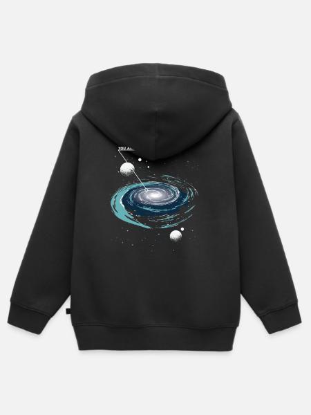 You are here Galaxy - Kids Premium Organic Zip-up Hoodie - black