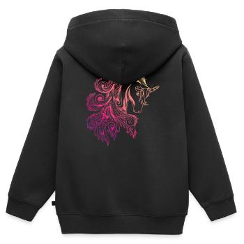 cheval - Sweat Premium à capuche zippé enfant bio - noir - Dos - AI Model Kid Male (0cm)