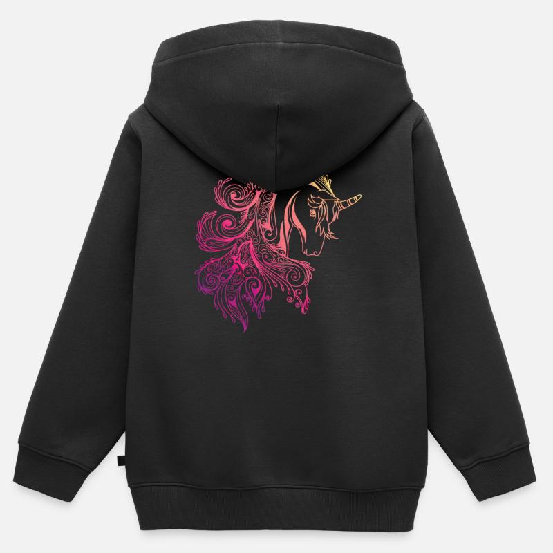 cheval - Sweat Premium à capuche zippé enfant bio - noir