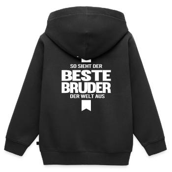 Bruder Geschwister Geschenkidee - Kinder Premium Organic Zip Hoodie - Schwarz - Hinten - AI Model Kid Male (0cm)