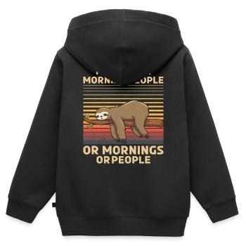Je n'aime pas les gens du matin Paresse drôle - Sweat Premium à capuche zippé enfant bio - noir - Dos - AI Model Kid Male (0cm)