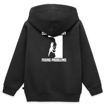 Montée - Sweat Premium à capuche zippé enfant bio - noir - Dos - AI Model Kid Male (0cm)
