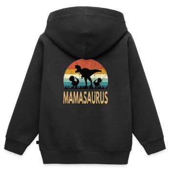 Dino dinosaure Mamasaurus Rex - Sweat Premium à capuche zippé enfant bio - noir - Dos - AI Model Kid Male (0cm)