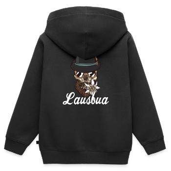 Lausbua Bayern Bua Lederhose Tirol - Kinder Premium Organic Zip Hoodie - Schwarz - Hinten - AI Model Kid Male (0cm)