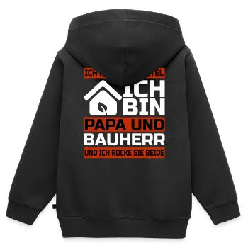 Bauherr und Papa - Hausbau Geschenk - Kinder Premium Organic Zip Hoodie - Schwarz - Hinten - AI Model Kid Male (0cm)