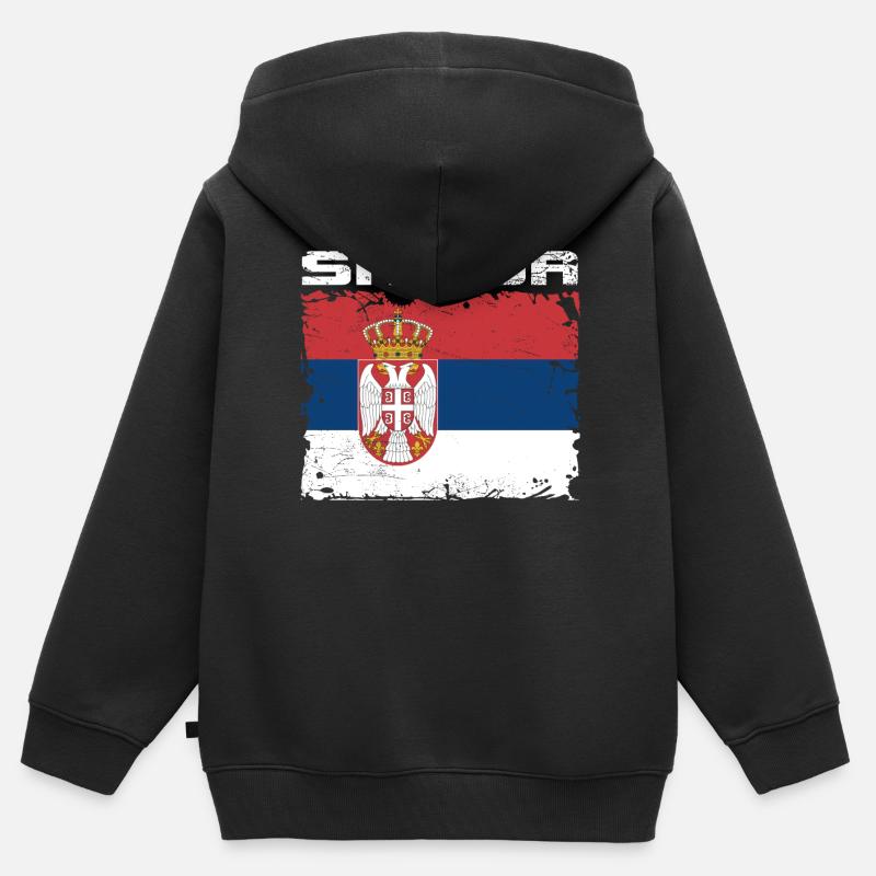 Serbie Drapeau Srbija - Sweat Premium à capuche zippé enfant bio - noir