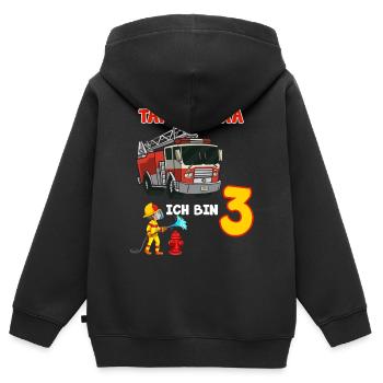 3 Geburtstag mit Feuerwehr für jeden 3 Jahre - Kinder Premium Organic Zip Hoodie - Schwarz - Hinten - AI Model Kid Male (0cm)
