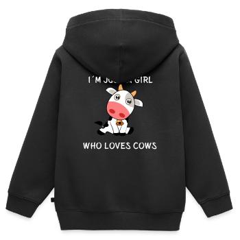 Juste une fille qui aime les vaches - Cow Cows Farm - Sweat Premium à capuche zippé enfant bio - noir - Dos - AI Model Kid Male (0cm)