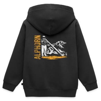 Alphorn Alpen - Kinder Premium Organic Zip Hoodie - Schwarz - Hinten - AI Model Kid Male (0cm)