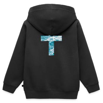Living Water Christian Cross - Kinder Premium Organic Zip Hoodie - Schwarz - Hinten - AI Model Kid Male (0cm)