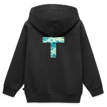 Living Water Christian Cross - Kinder Premium Organic Zip Hoodie - Schwarz - Hinten - AI Model Kid Male (0cm)