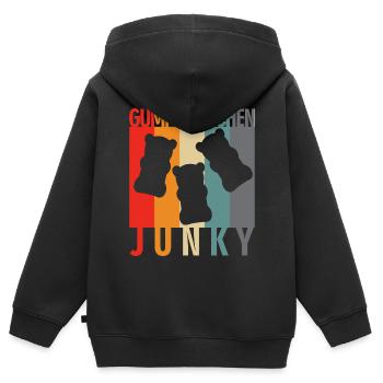 Gummibärchen Junky Retro Design - Kinder Premium Organic Zip Hoodie - Schwarz - Hinten - AI Model Kid Male (0cm)