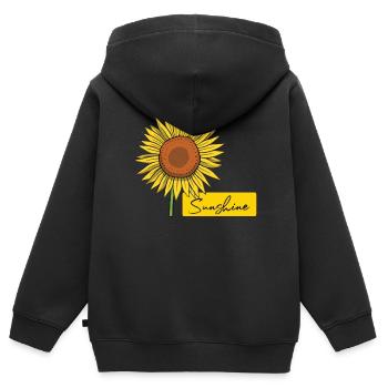 Sonnenblume Sticker - Blumen Sticker Gelb - Kinder Premium Organic Zip Hoodie - Schwarz - Hinten - AI Model Kid Male (0cm)