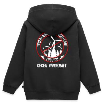 Gegen Windkraft und gegen Windenergie - Kinder Premium Organic Zip Hoodie - Schwarz - Hinten - AI Model Kid Male (0cm)