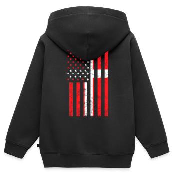 États-Unis Danemark Pavillon - Sweat Premium à capuche zippé enfant bio - noir - Dos - AI Model Kid Male (0cm)