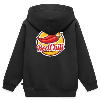Chili Pfeffer - Kinder Premium Organic Zip Hoodie - Schwarz - Hinten - AI Model Kid Male (0cm)