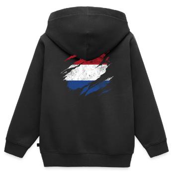 Pays-Bas Pavillon - Sweat Premium à capuche zippé enfant bio - noir - Dos - AI Model Kid Male (0cm)