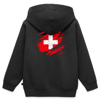 Schweiz Flagge - Kinder Premium Organic Zip Hoodie - Schwarz - Hinten - AI Model Kid Male (0cm)