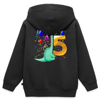 Dino Geburtstag 5 Jahre - Kinder Premium Organic Zip Hoodie - Schwarz - Hinten - AI Model Kid Male (0cm)