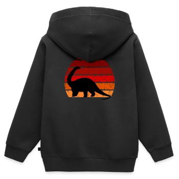 Dinosaure brachiosaure dinosaure à long cou - Sweat Premium à capuche zippé enfant bio - noir - Dos - AI Model Kid Male (0cm)