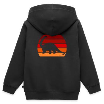 Dinosaure brachiosaure dinosaure à long cou - Sweat Premium à capuche zippé enfant bio - noir - Dos - AI Model Kid Male (0cm)