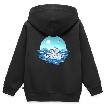 Klimawandel Globale Erwärmung Pinguine Geschenk - Kinder Premium Organic Zip Hoodie - Schwarz - Hinten - AI Model Kid Male (0cm)