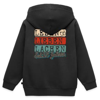 Silberhochzeit Geschenk 25 Jahre Hochzeitstag - Kinder Premium Organic Zip Hoodie - Schwarz - Hinten - AI Model Kid Male (0cm)