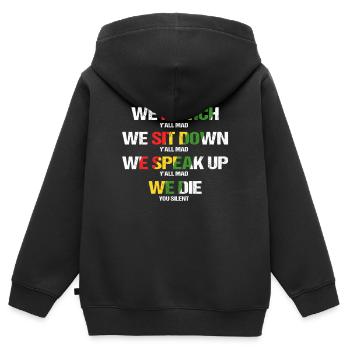 We March Sit Speak Die Black Lives Matter Saying - Kinder Premium Organic Zip Hoodie - Schwarz - Hinten - AI Model Kid Male (0cm)