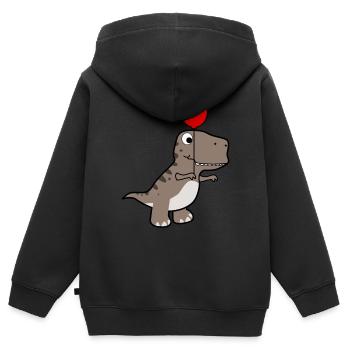 Dinos Tyrannosaurus mit Luftballon - Kinder Premium Organic Zip Hoodie - Schwarz - Hinten - AI Model Kid Male (0cm)