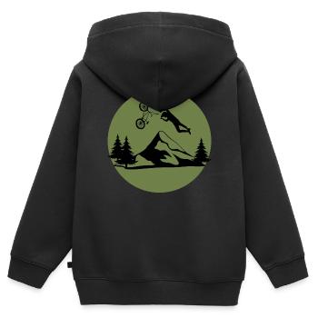 BMX Bike Freestyle Sturz Grafik lustig - Kinder Premium Organic Zip Hoodie - Schwarz - Hinten - AI Model Kid Male (0cm)