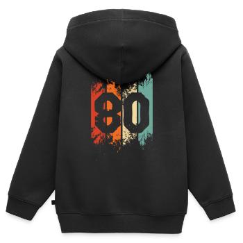80e anniversaire - Sweat Premium à capuche zippé enfant bio - noir - Dos - AI Model Kid Male (0cm)