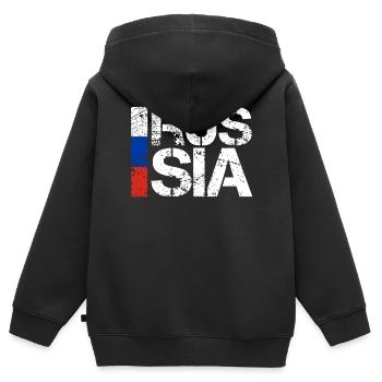 Russie - Sweat Premium à capuche zippé enfant bio - noir - Dos - AI Model Kid Male (0cm)
