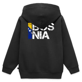 Bosnie - Sweat Premium à capuche zippé enfant bio - noir - Dos - AI Model Kid Male (0cm)