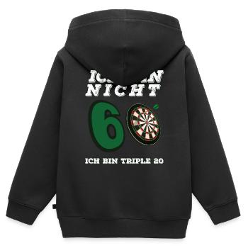 Ich Bin Nicht 60 Ich Bin Triple 20 Dart Geburtstag - Kinder Premium Organic Zip Hoodie - Schwarz - Hinten - AI Model Kid Male (0cm)