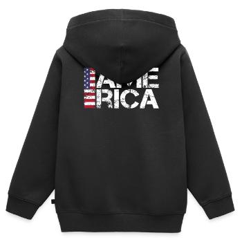 Les fans de l’Amérique - Sweat Premium à capuche zippé enfant bio - noir - Dos - AI Model Kid Male (0cm)