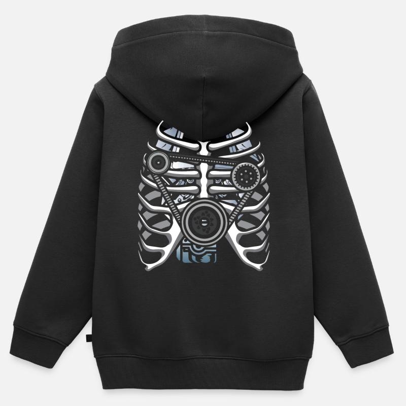 Ingénieur automobile mécanicien squelette - Sweat Premium à capuche zippé enfant bio - noir