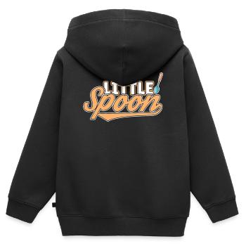Grande cuillère Petite cuillère assortie Couple Sleep - Sweat Premium à capuche zippé enfant bio - noir - Dos - AI Model Kid Male (0cm)