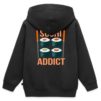 Sushi - Sweat Premium à capuche zippé enfant bio - noir - Dos - AI Model Kid Male (0cm)