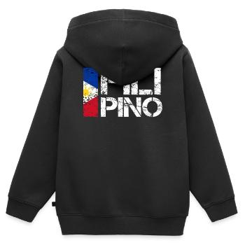 Philippin - Sweat Premium à capuche zippé enfant bio - noir - Dos - AI Model Kid Male (0cm)