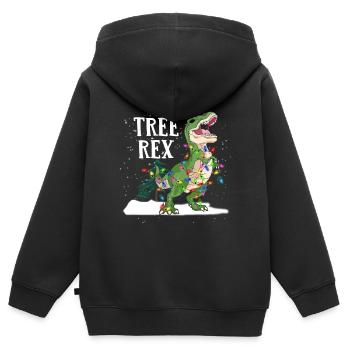 Dinosaurier Tree Rex Dino für Weihnachten - Kinder Premium Organic Zip Hoodie - Schwarz - Hinten - AI Model Kid Male (0cm)